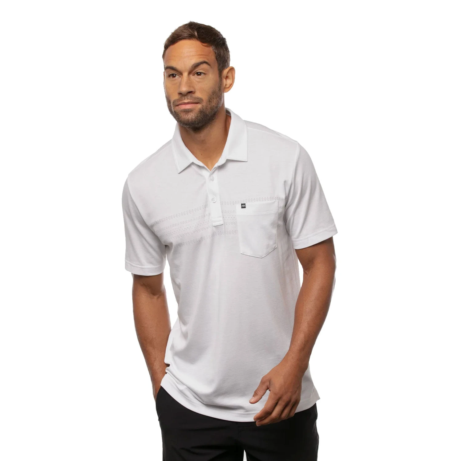 TravisMathew Good Life White Mens Golf Polo 3 TravisMathew Good Life White Mens Golf Polo