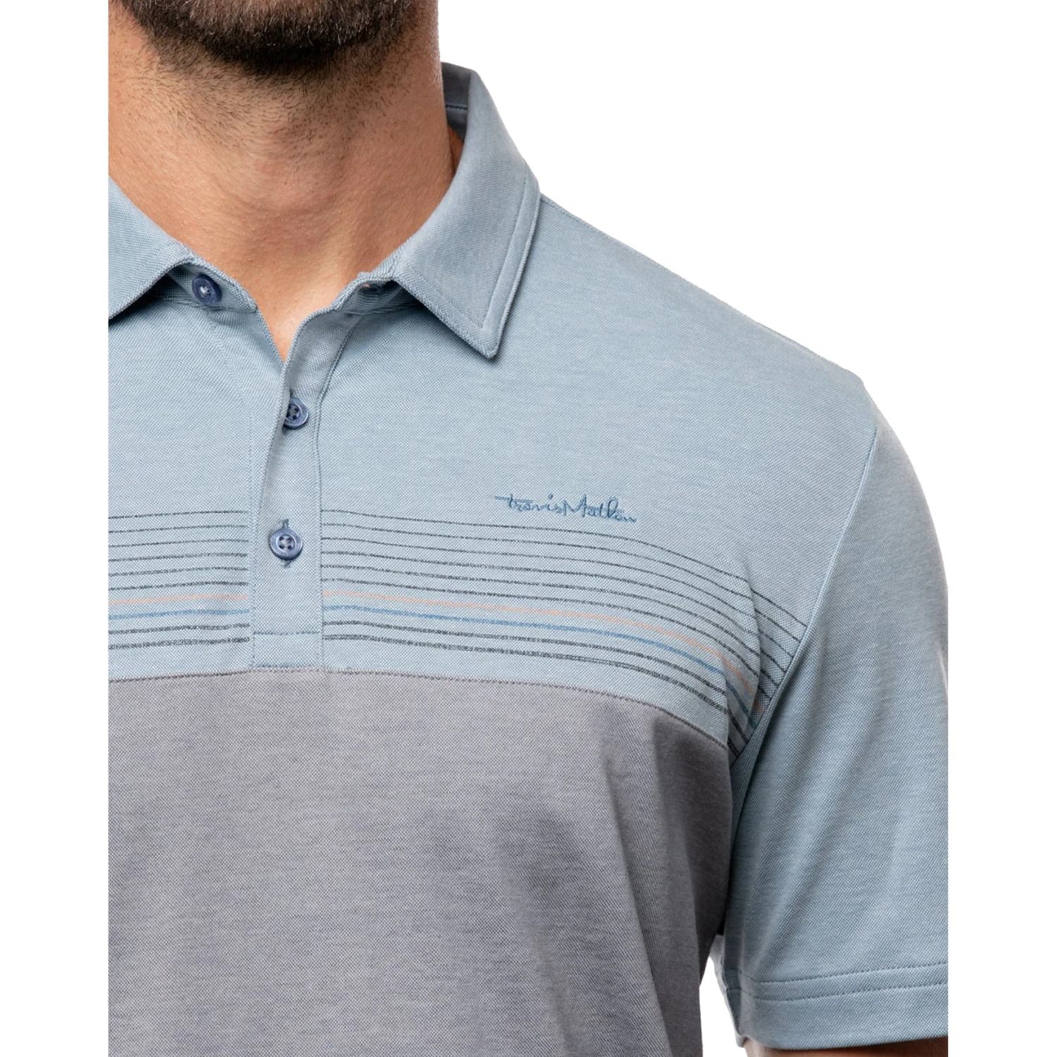 TravisMathew A Soiree Sight Heather Federal Blue Mens Golf Polo 4 TravisMathew A Soiree Sight Heather Federal Blue Mens Golf Polo - Image 2