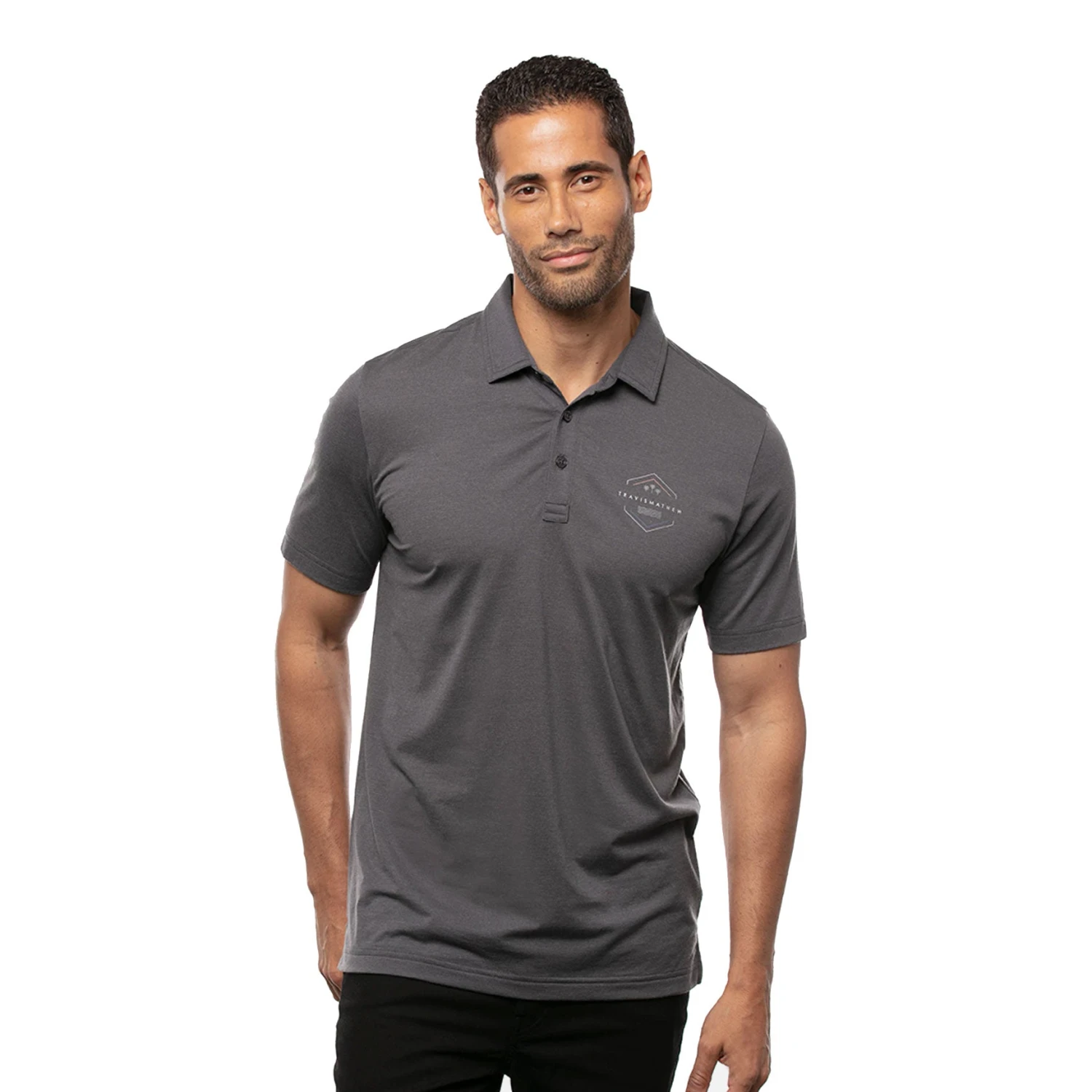 TravisMathew Bar Menu Heather Black Mens Golf Polo 3 TravisMathew Bar Menu Heather Black Mens Golf Polo