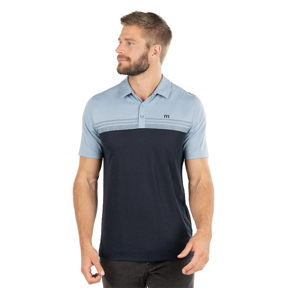 TravisMathew Chock A Block Faded Denim Mens Golf Polo 3 TravisMathew Chock A Block Faded Denim Mens Golf Polo
