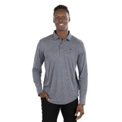TravisMathew Wilderness Mens Long Sleeve Golf Polo -Travis Mathew Golf 27020 HTHRBLACK0HBL